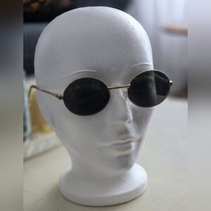 Round Black Sunglasses with Gold Frame